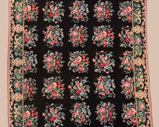 Black & Rust Floral Rug – Repeating Botanical Pattern