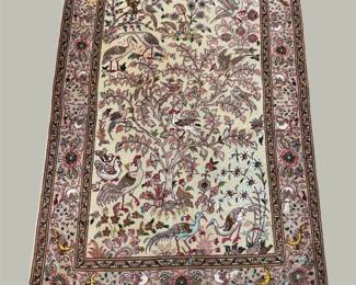 Ivory & Burgundy Floral Rug – Intricate Traditional Pattern