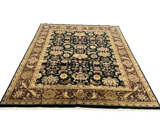 Black & Gold Area Rug – Ornate Floral Design