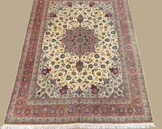 Ivory & Burgundy Area Rug – Ornate Central Medallion