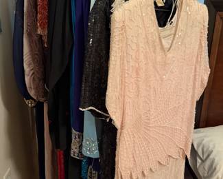 Hand beaded silk dresses