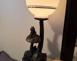 mushroom/fairy Milk glass lamp