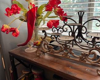 Metal Scrollwork and Floral Decor