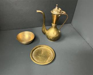 Lot # : 519 - Brass Turkish Tea Pot and More