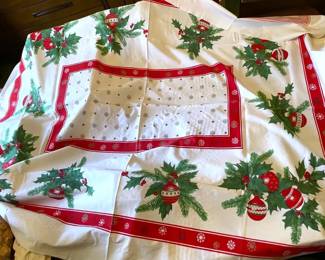 Vintage Rectangular Christmas Table Cloth