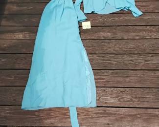 1970s Blue Dress With Matching Blouse