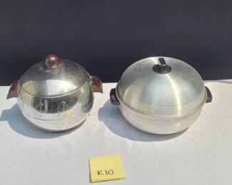 a2 Vintage Metal Kitchen Items Including Ice Bucket with Penguins