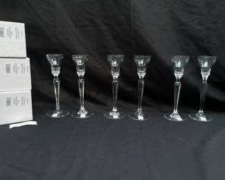 Three Pairs Of New In Box Waterford Crystal Marquis Candle Holders