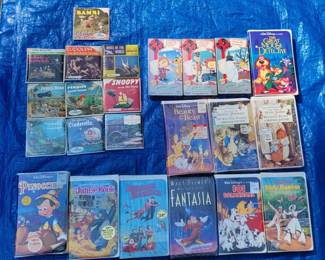 Lot of Disney VHS Tapes and View Mater Slides