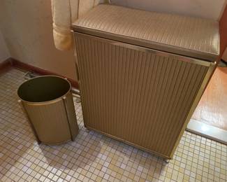 Vintage 1960s mid century bathroom hamper and wastebasket