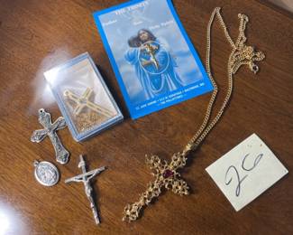 Lot Of Religious Necklaces And Crucifix Pendants