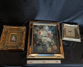 Three Ornate Pieces Of Wall Art Empty Frame