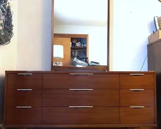 004 Kent Coffey The Tableau Mid Century Modern Low Dresser With Mirror