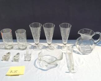 Lot of Vintage Clear Glassware Including Polka Dots