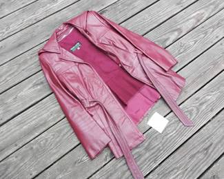 Vintage Red Leather Jacket With Hood