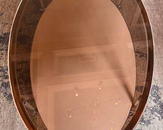 Two-Tiered Chrome and Glass Oval Coffee Table - 2 Available. Each Measures 48" x 30" x 18.5" H. Photo 4 of 5. 
