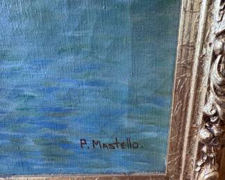 Venice Canal Oil Painting Signed by Artist P. Mastello. Measures 30" W x 20" H; 42" W x 33" H Overall. Photo 2 of 4. 