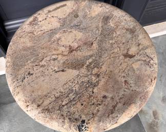 Italian Marble-Top Pedestal Cafe / Bistro Side Table with Fluted Carved Wood Base. Measuresments to Come. Photo 2 of 4. 