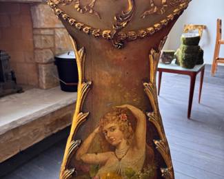 Antique Louis XV Style Gilded Pedestal with Vernis Martin Style Figural Panels. Measures Approximately 36" H. Photo 2 of 6. 