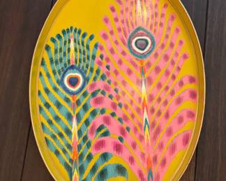 Matthew Williamson x Les Ottomans Peacock Feather Oval Tray. Never Used! Measures 19.5" x 13". Photo 1 of 2. 