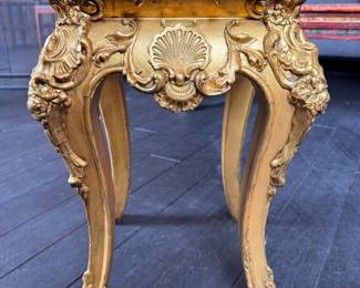 Antique Louis XV Style Gilded Pedestal with Vernis Martin Style Figural Panels. Measures Approximately 36" H. Photo 6 of 6. 