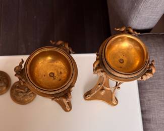 Pair of Neoclassical Ormolu Incense Burners. Photo 1 of 3. Each Measures 12" H. Photo 3 of 3.