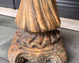 Italian Marble-Top Pedestal Cafe / Bistro Side Table with Fluted Carved Wood Base. Measuresments to Come. Photo 4 of 4. 
