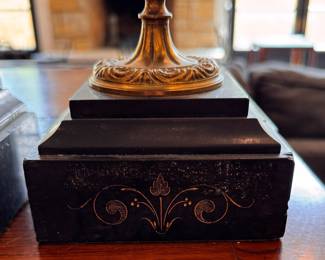 Pair of Louis XVI-Style Gilt Bronze and Ormolu Cassette Urns with Flame Finials.  Photo 2 of 2. 