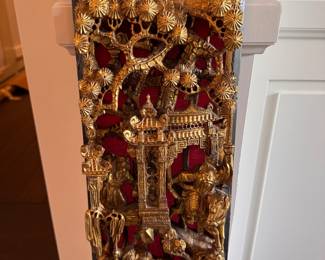 Antique Chine Gilded Wood & Lacquer Panel - 2 Available. Photo 2 of 2.