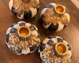 Mackenzie-Childs Courtly Check Pumpkin Candles Holders - 2 Pairs. Photo 2 of 2. 