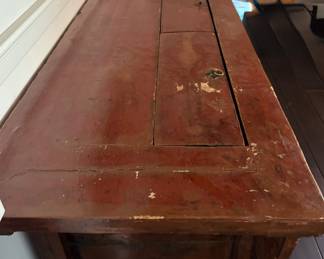 Antique Painted Lacquered Grain Chest / Coffer Trunk. Measures 82" W x 25" D x 36" H. Photo 4 of 6. 