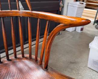 Set of 12 Vintage English Windsor Hoop-Back Armchairs — Pierced Splat, Elm Seats, Made in England. Each Measures 21" W x 24" D with 18" Seat Height. Photo 3 of 5.