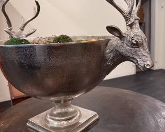 Silver Plate Stag Centerpiece Bowl. Measures 30" W x 22" H with 18" Opening. Photo 3 of 3. 