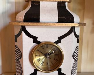 Mackenzie-Childs "Pretty as a Bow" Desk Clock. Measures 7.5" W x 4" D x 12.5" H. Photo 1 of 4. 
