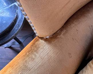 Pair of Victoria Hagan Home Velvet Upholstered Wainscott Wing Chairs with Nailhead Trim. Each Measures 32" W x 36" D. Photo 6 of 9.  