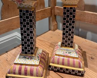 Mackenzie-Childs Frank & Mustard Torquay Candleholders. Each Measures 11" H. Photo 1 of 2. 
