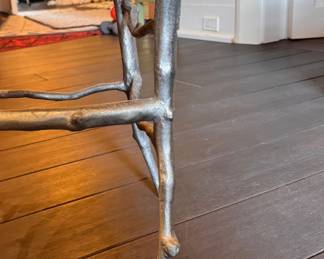 Michael Aram Enchanted Forest Side Chair with Pewter Frame and Woven Rush Seat - 2 Available. Each Measures 18" W x 18" D x 36.75" H with 19.5" Seat Height. Photo 3 of 4. 