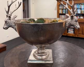 Silver Plate Stag Centerpiece Bowl. Measures 30" W x 22" H with 18" Opening. Photo 1 of 3. 