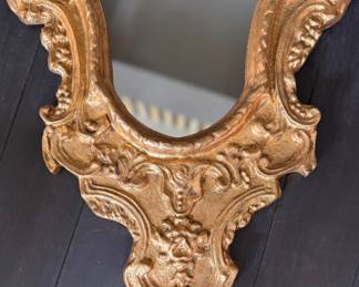 Antique 24K Gilt Wood Rococo Style Mirror - 2 Available. Each Measures 22" W x 36" H. Photo 4 of 4.