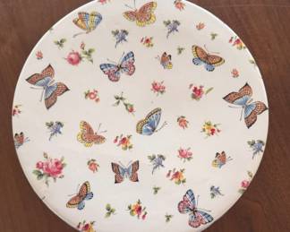 Mayfair Collection by Jay Open Lattice Rim Porcelain Butterfly Cake Stand. Photo 2 of 2. 