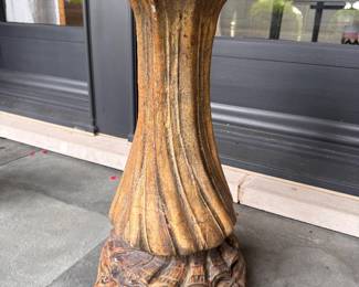 Italian Marble-Top Pedestal Cafe / Bistro Side Table with Fluted Carved Wood Base. Measuresments to Come. Photo 2 of 4. 