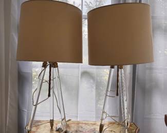 Pair of Lucite Tripod Table Lamps. 