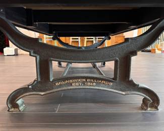 Brunswick Birmingham Pool Table with Distressed Wood Finish and Industrial Cast Iron Base. Photo 3 of 5. 