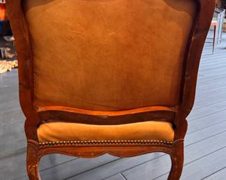 Horchow Louis XV-Style Leather Upholstered Arm Chair with Nailhead Trim - 2 Available. Photo 7 of 7.