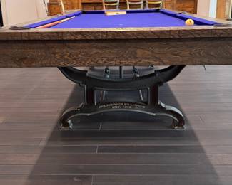 Brunswick Birmingham Pool Table with Distressed Wood Finish and Industrial Cast Iron Base. Photo 2 of 5. 