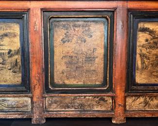 Antique Painted Lacquered Grain Chest / Coffer Trunk. Measures 82" W x 25" D x 36" H. Photo 2 of 6. 