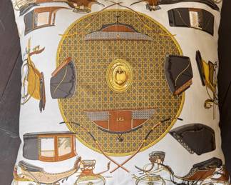 Francois de la Perriere for Hermes Silk Pillow Case with Down Filled Insert. Measures 30 " x 30". Photo 1 of 2. 