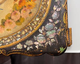 Victorian Black Lacquer with Mother of Pearl Inlay Lap Top Writing Desk. Measures 12" x 16" x 6". Photo 3 of 5.  