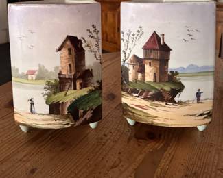 Pair of Porcelain Hand-Painted Vase. Each Measures 10" H x 8" D. Photo 1 of 3. 