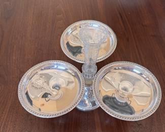 Silver Plate & Etched Glass Centerpiece. Photo 2 of 2. 